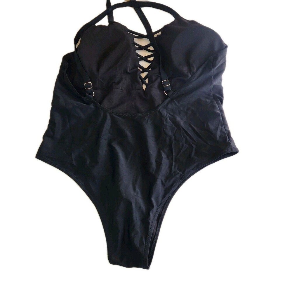 Ekouaer Elegant Inspired Vintage Black Pin up One Piece Swimsuit Size XXL - Picture 7 of 8